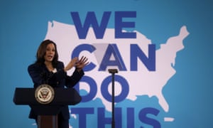 Vice President Kamala Harris speaks at a vaccination mobilization event at the Phillis Wheatley Community Center in Greenville, South Carolina, yesterday.