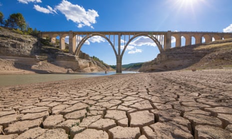 A drought-hit Entrepenas reservoir in Guadalajara, Spain.