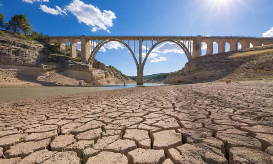 Cracked earth under bridge