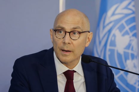 UN high commissioner for human rights, Volker Turk, speaks during a press conference, on June 26, 2025.