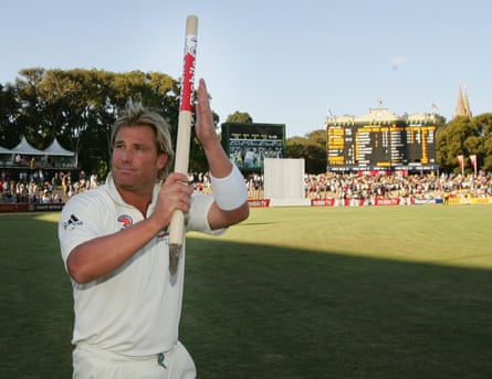 Shane Warne acknowledges the crowd after Australia beat England at Adelaide to go 2-0 up in the 2006-07 Ashes.