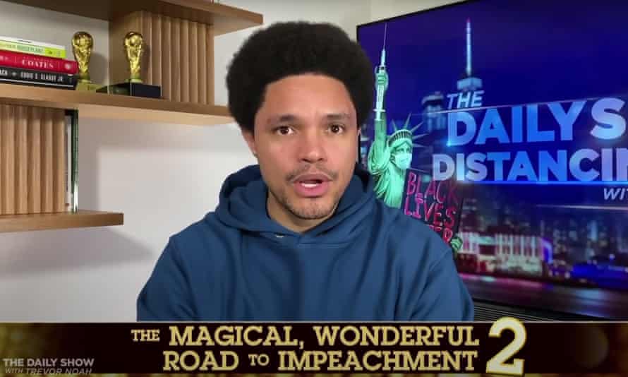 Trevor Noah on GOP Senators refusing to pay attention to House impeachment managers’ case: “These Senators are a jury for a trial of the President, but instead they’re acting like bored middle schoolers.”
