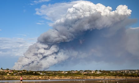 A bush fire seen from Port Noarlunga, South Australia.