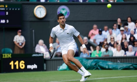Novak Djokovic plays a return