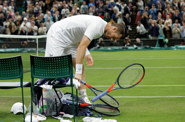 Tom Jenkins’ best shots of Wimbledon 2022 – in pictures | Wimbledon 2022 7 Andy Murray angrily smashes his pile of rackets after losing to John Isner on Centre Court.