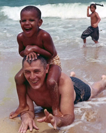 Barack Obama on the beach with his grandfather, Stanley Armour Dunham, in the 1960’s.