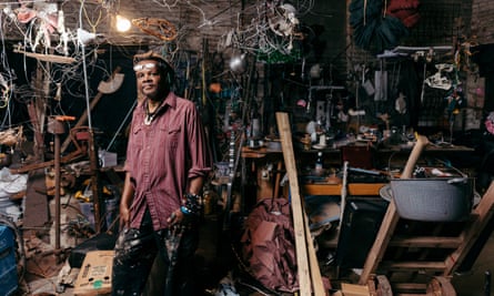 Musician and artist Lonnie Holley in his Atlanta studio.
