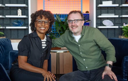 McCausland with Maxine Williams, VP of accessibility and engagement at Meta, trying out their smart glasses.