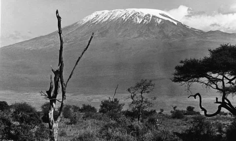 The snow covered peak of Mount Kilimanjaro, Tanzania, East Africa, mid 20th Century. 