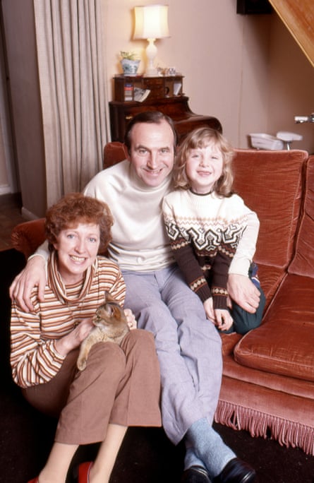 Rossiter in 1979 at home with his wife, Gillian Raine and their daughter, Camilla.