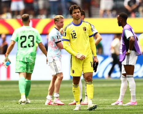 Senne Lammens was unhappy at full-time after Belgium were knocked out of the World Cup.