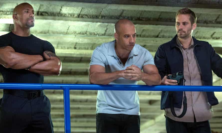 Boy racers ... Dwayne Johnson, Vin Diesel and Paul Walker in Fast & Furious 6.