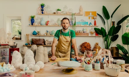 Johnson in his pottery studio.