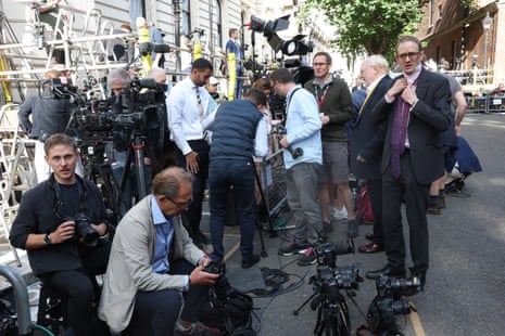 Members of the media in Downing Street.