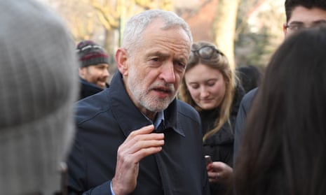 Labour leader Jeremy Corbyn talking to students in Nottingham last week. 