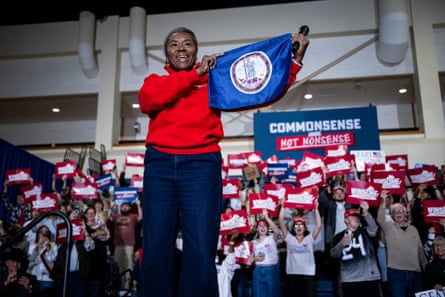 Lieutenant governor of Virginia and Republican gubernatorial nominee Winsome Earle-Sears attends a Winsome for Governor Republican campaign event, at Patrick Henry College, in Purcellville, Virginia, on Saturday.