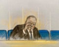 Court artist drawing of Robert Bush.