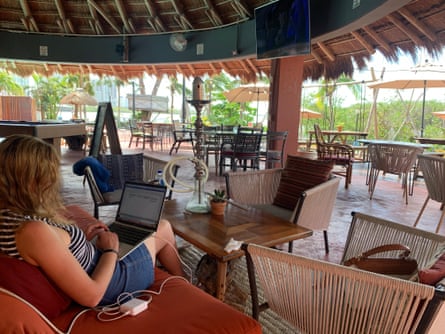 Corina working remotely in Mexico