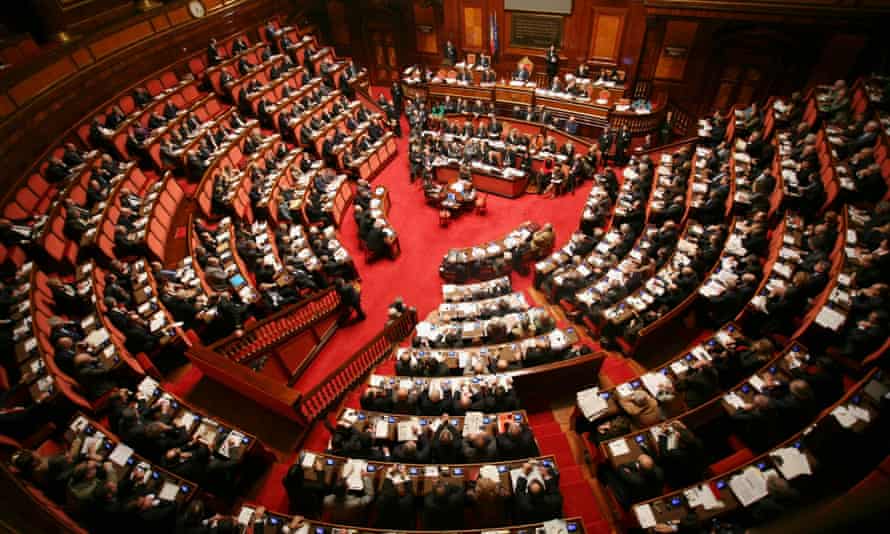 The Italian Senate. Under the reforms, the number of senators would be reduced from 315 to 100.