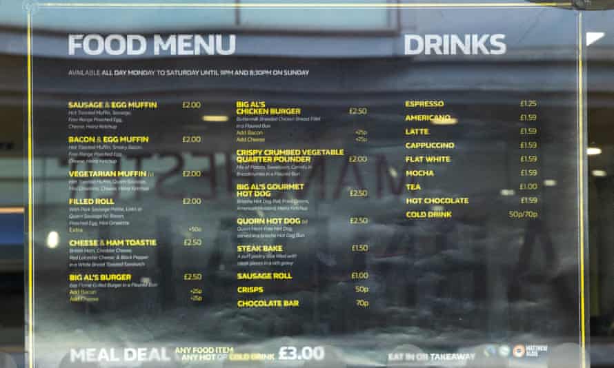 A menu at a branch of William Hill in Manchester.