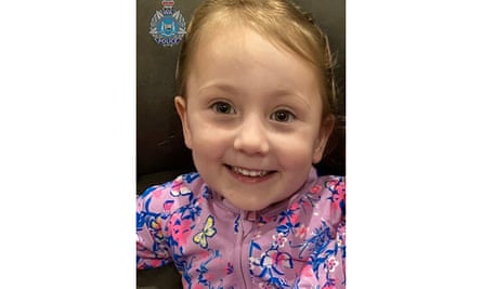 A supplied undated image obtained Saturday, October 16, 2021 shows missing 4-year-old Cleo Smith. She was wearing a pink one-piece sleepsuit with a blue and yellow pattern.