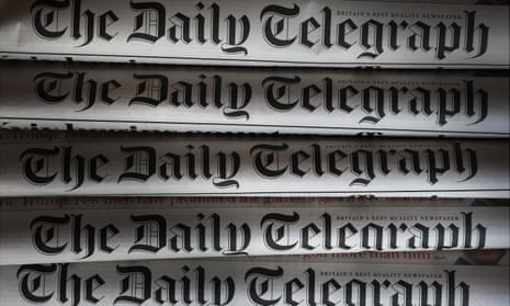 A photo of copies of the Daily Telegraph newspaper, which is a takeover target.