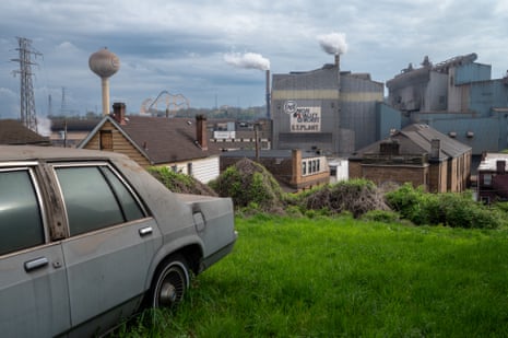 Homes line the hill across from the U.S. Steel Edgar Thomson Works in Braddock, US.