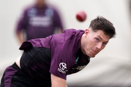 England’s Matthew Potts bowls successful nan nets astatine nan SCG.
