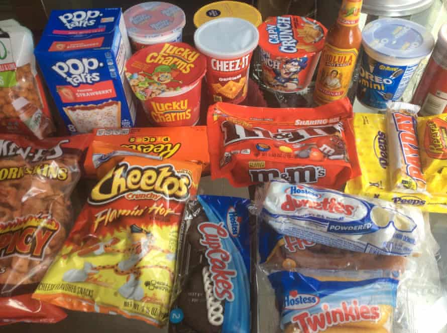 Flamin’ Hot Cheetos, sweet cereals and Hostess cakes from the United States.