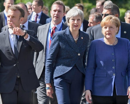 Emmanuel Macron, Theresa May and Angela Merkel