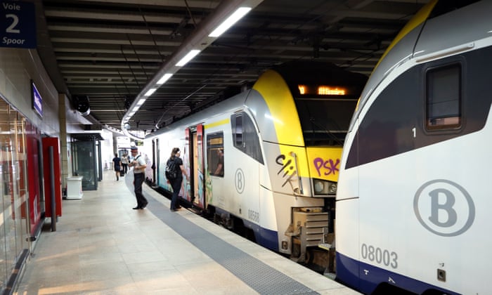 Passengers are seen at a train station after Belgian transport minister Francois Bellot announced that all citizens over 12 will be given 10 free train tickets within the government’s decision for the new type of coronavirus (Covid-19) to revive domestic tourism and the economy in Brussels, Belgium on 15 June, 2020.