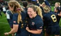 Hope Rogers of the USA celebrates defeating Australia in Melbourne last week.