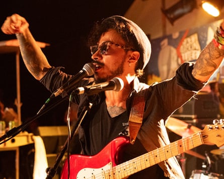 Los Fuckin Surfer Smokers perform at Glastonbury