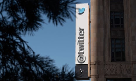 Twitter logo seen outside their headquarters in downtown San Francisco, California.