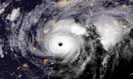 Geocolour image of Hurricane Harvey making landfall in Texas on Friday.