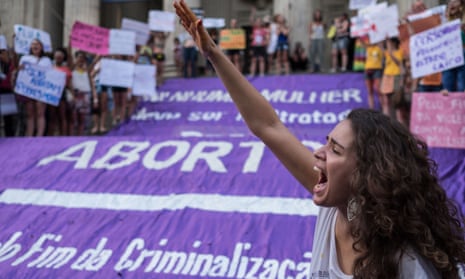 Women demonstrate for an end to the criminalisation of abortions in Brazil