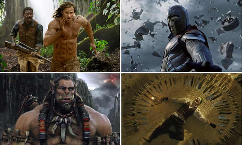 Summer hating ... clockwise from top left: The Legend of Tarzan, X-Men Apocalypse, Suicide Squad and Warcraft