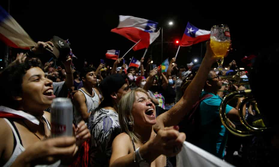 Supporters of Chilean president-elect Gabriel Boric celebrate