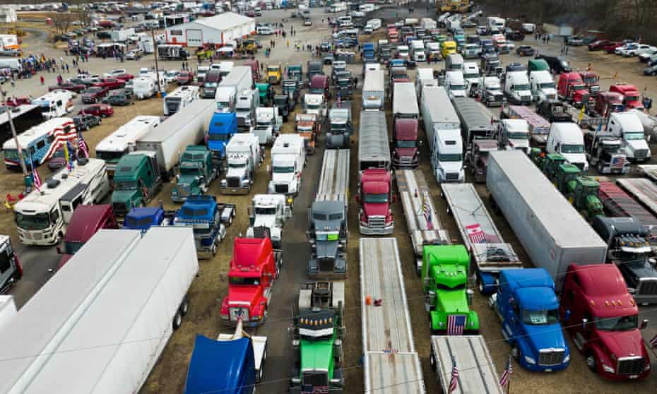 Anti-Covid controls protest convoy gathers on outskirts of Washington DC |  Washington DC | The Guardian