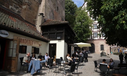 Nuremberg cafe and streets in the old medieval town