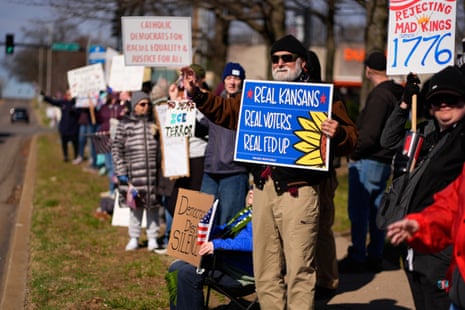 Demonstrators in Overland Park, Kansas.