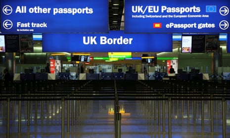UK Border control is seen in Terminal 2 at Heathrow 