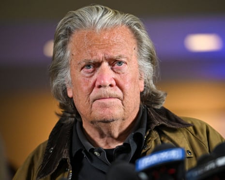 Steve Bannon holds a press conference after his release from federal prison, 29 October 2024.