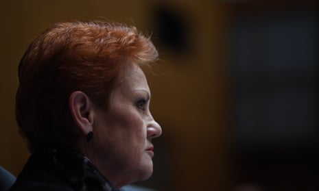 One Nation Senator Pauline Hanson during Senate estimates at Parliament House in Canberra 25 May 2017