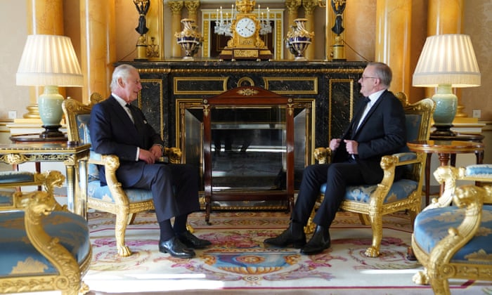 King Charles III meets Anthony Albanese at Buckingham Palace.