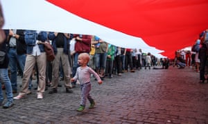 Protests against a new law in Poland changing the makeup of the supreme court.