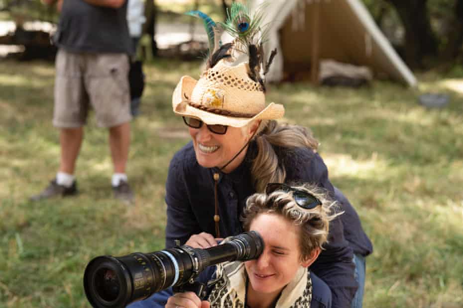 Jane Campion and Ari Wegner on the set of The Power of the Dog.