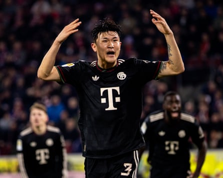 Kim Min-jae celebrates his goal as Bayern Munich set a new Bundesliga record.