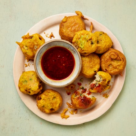 Yotam Ottolenghi’s mixed vegetable and potato fritters with harissa