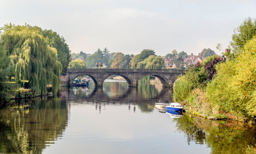 The English bridge over the river Severn in Shrewsbury.